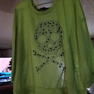 Neon Green skull mesh back sweater